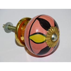 Rose Möbelgriff  mit schwarzen und gelben Blüten