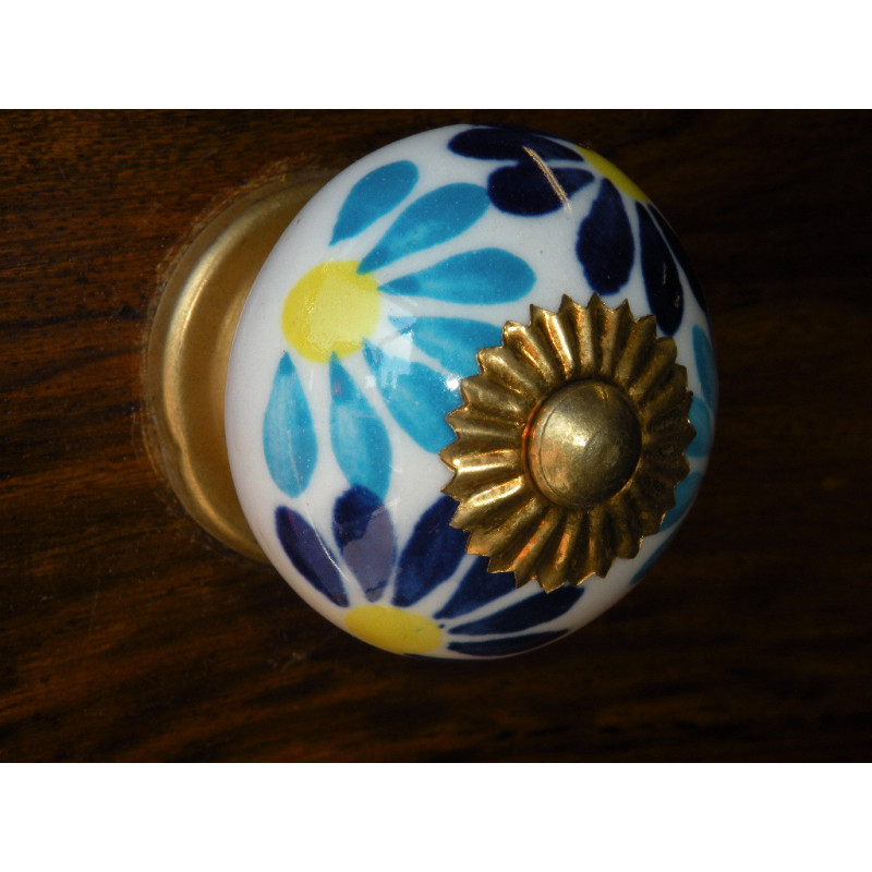 Porcelain knobs turquoise dark-blue