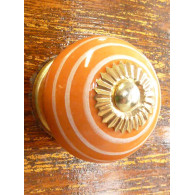 Perillas de los cajones de porcelana trait blanco/naranja