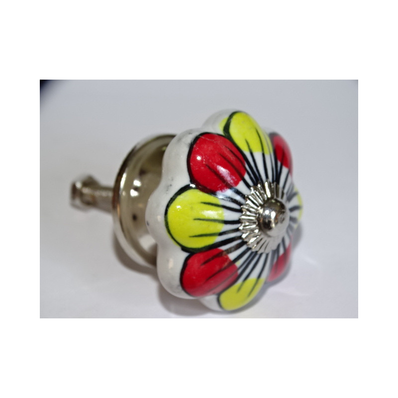 Porcelain pumpkin handle with red and yellow...