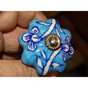 Mango de calabaza en porcelana turquesa con flores... 2