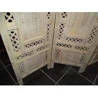 holz Paravent / KopfteilUNIS weiß cassé