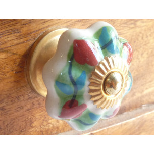 Boutons citrouille fleurs rouge turquoise
