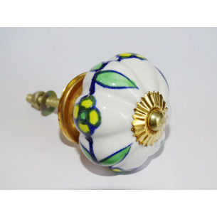 zucca di ceramica 5 fiori gialli bianchi