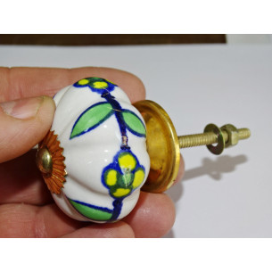 zucca di ceramica 5 fiori gialli bianchi 2
