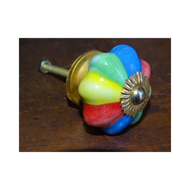 Poignée en porcelaine citrouille multicolor pastel