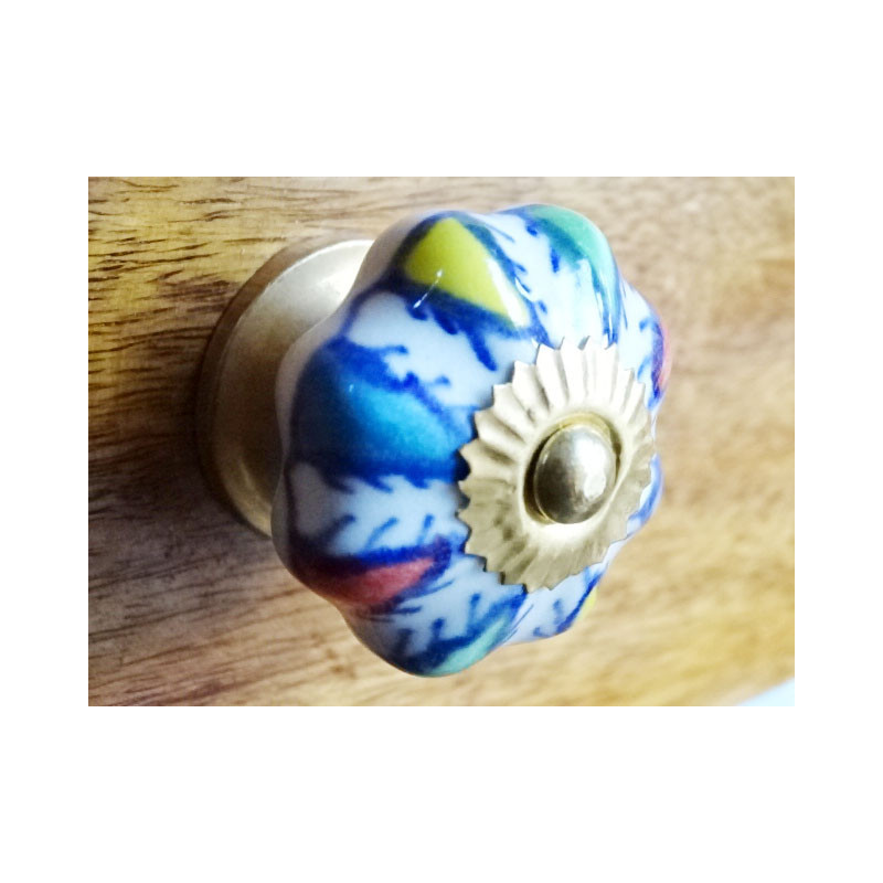 Porcelain Pumpkin Triangle Multicolor Handle