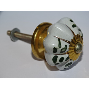 Kürbis Buttons 35 mm grün mit goldenen Jahrgang vintage
