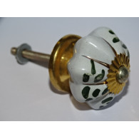 Green Vintage Pumpkin Buttons 35 mm with Gold Lines