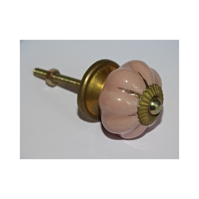 Boutons citrouille 35 mm beige rosé avec traits...
