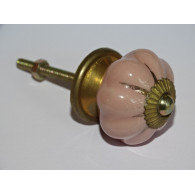 Boutons citrouille 35 mm beige rosé avec traits dorés