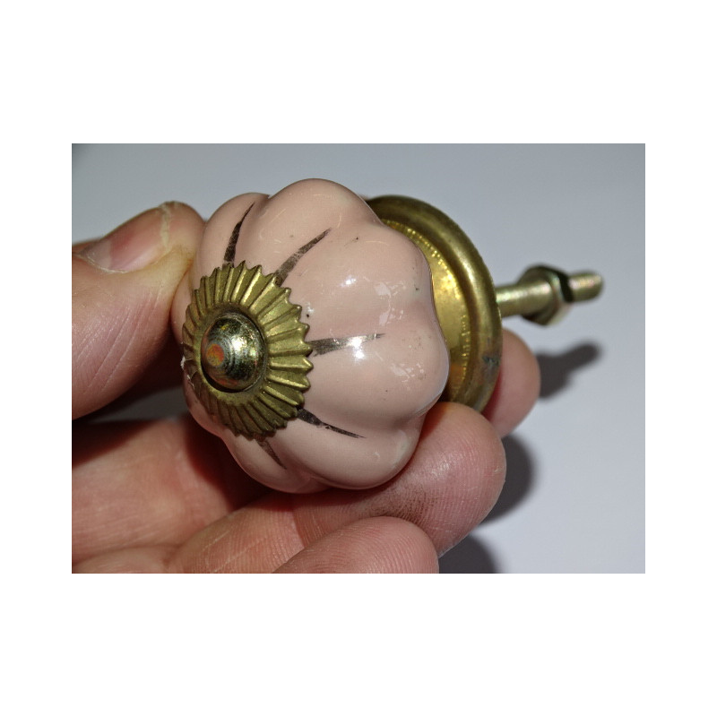 Boutons citrouille 35 mm beige rosé avec traits...
