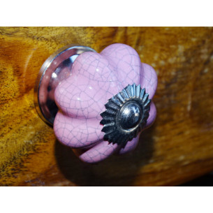 Poignée citrouille effet craquelée rose