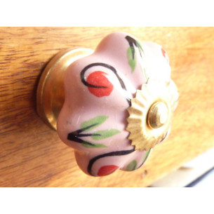Boutons citrouille rose point rouge