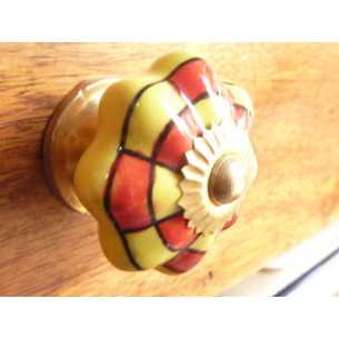 pumpkin knobs yellow damier red