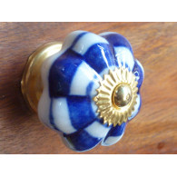 Porcelana Manijas a cuadros azul