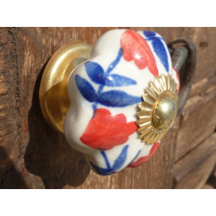 Boutons citrouille florale rouge et bleu