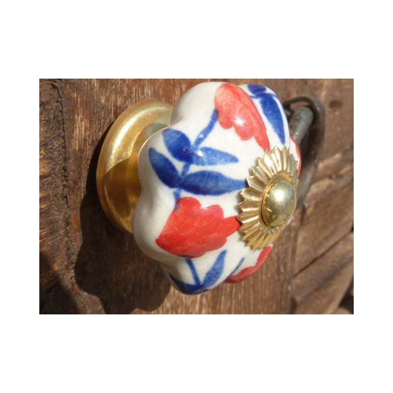 butons pumpkin floral red and blue