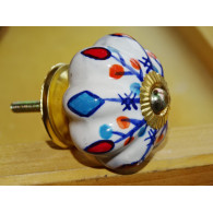 4 handles pumpkin red and turquoise petals